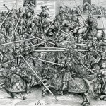 <b>Lucas Cranach</b>,<em> The Third Tournament,</em> 1509; woodcut; 85.34; ©University of New Mexico Art Museum