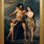 <b>Lodovico Lipparini</b> (Italian, 1800 – 1856); <i>Cain and His Family Fleeing from God’s Wrath</i>, 1837; Oil on canvas; 83 x 64 inches; Gift of Andrew Ciechanowiecki; © UNM Art Museum; Photo by Damian Andrus.