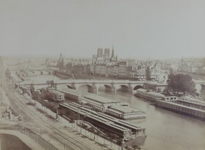 <b>Édouard Baldus</b> (French, born Prussia, 1813–1889), <i>Untitled (View of Notre Dame from across the Seine)<i/>, 1860, Calotype, 12-7/8 x 17-1/2 inches, Gift of Eleanor and Van Deren Coke, 72.648 